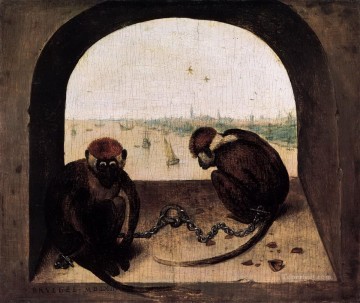 singe à la fenêtre Peinture à l'huile